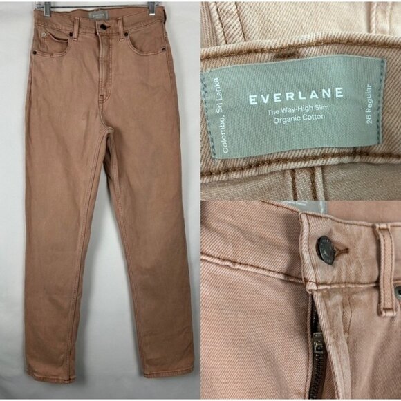 Everlane The Way High Slim 26R Jeans Denim Women's Organic Cotton Pink Straight - Picture 3 of 12